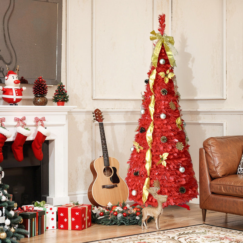 Arbre de Noël pop-up rouge 6 pi