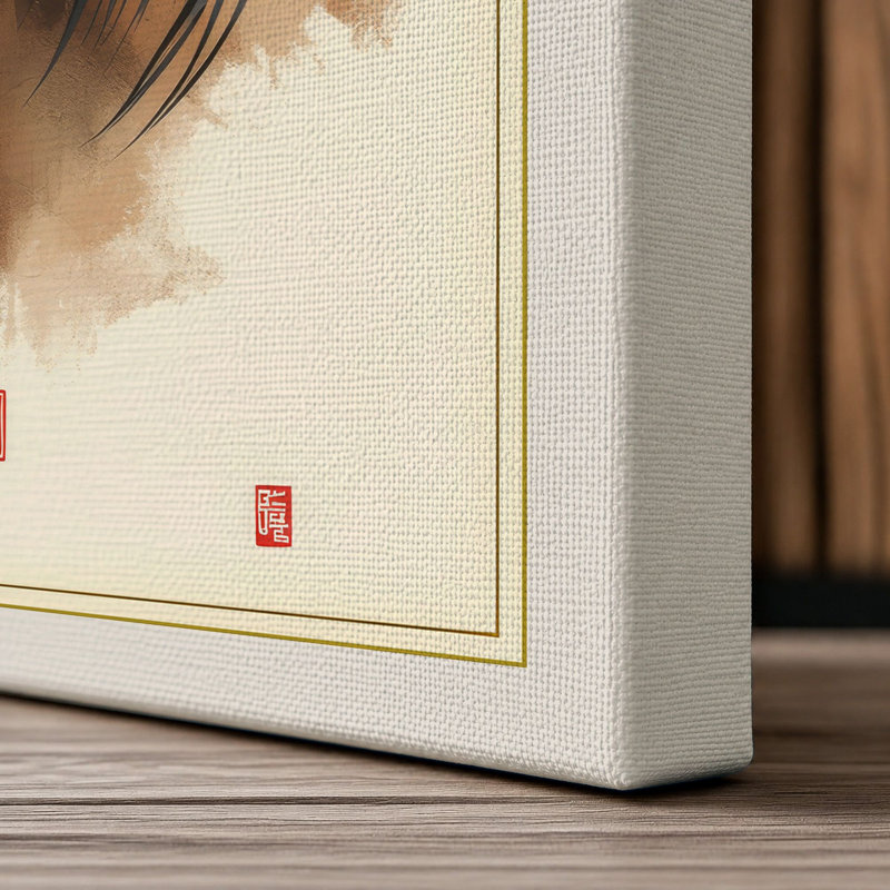 Chestnut Study Japandi 1 Piece Wrapped Canvas Wall Art, 24x16 - 61.0 x 40.6 cm, Cream Border