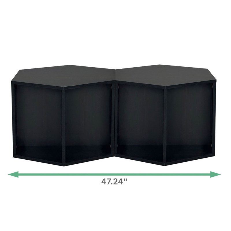 Lakeyia 47.24'' Hexagonal Coffee Table Side Table Nightstand Burmese Sumac 2PCS, Black Brown