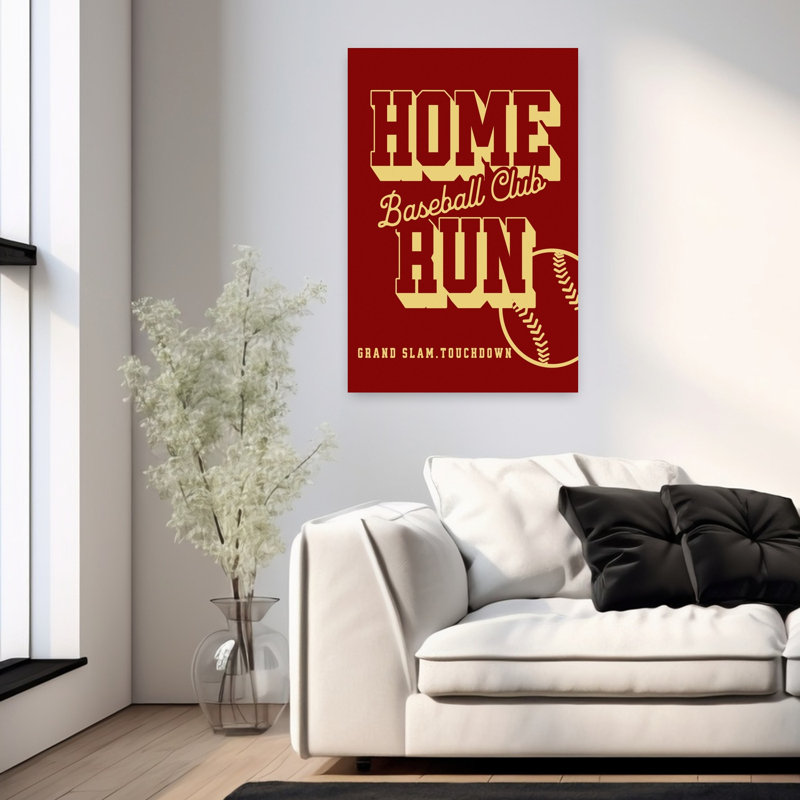 Home Run Baseball Club Red Contemporary Architecture Wall Art Print, 91.44cm H x 60.96cm W