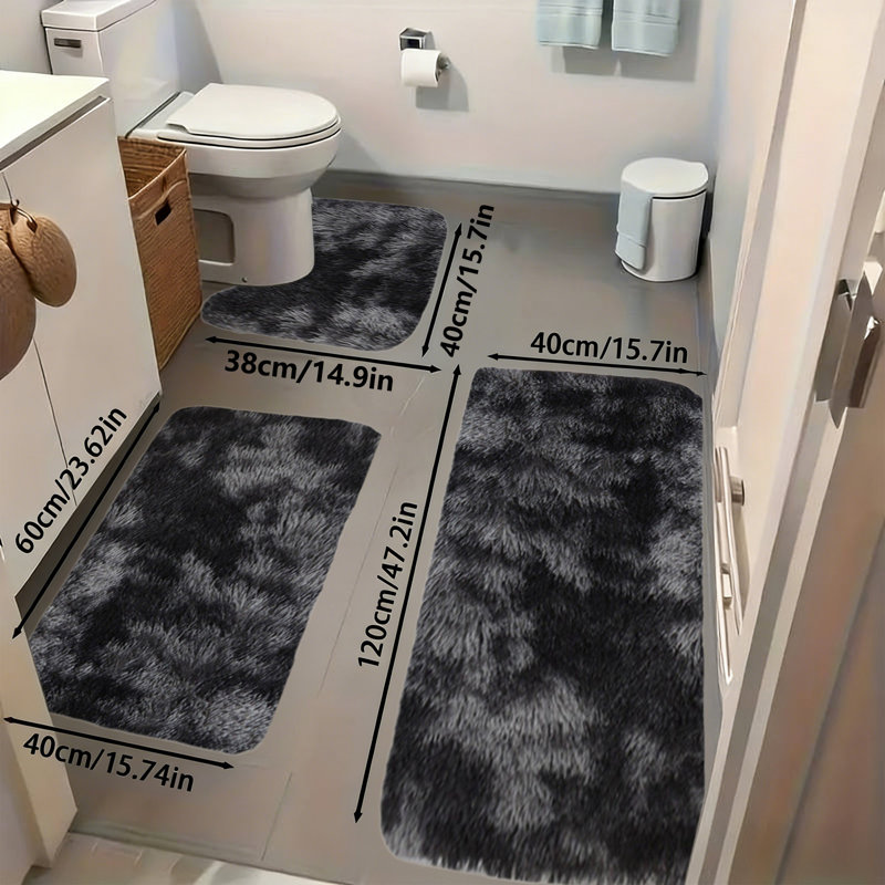 Ensemble de tapis de salle de bain 3 pièces, Noir