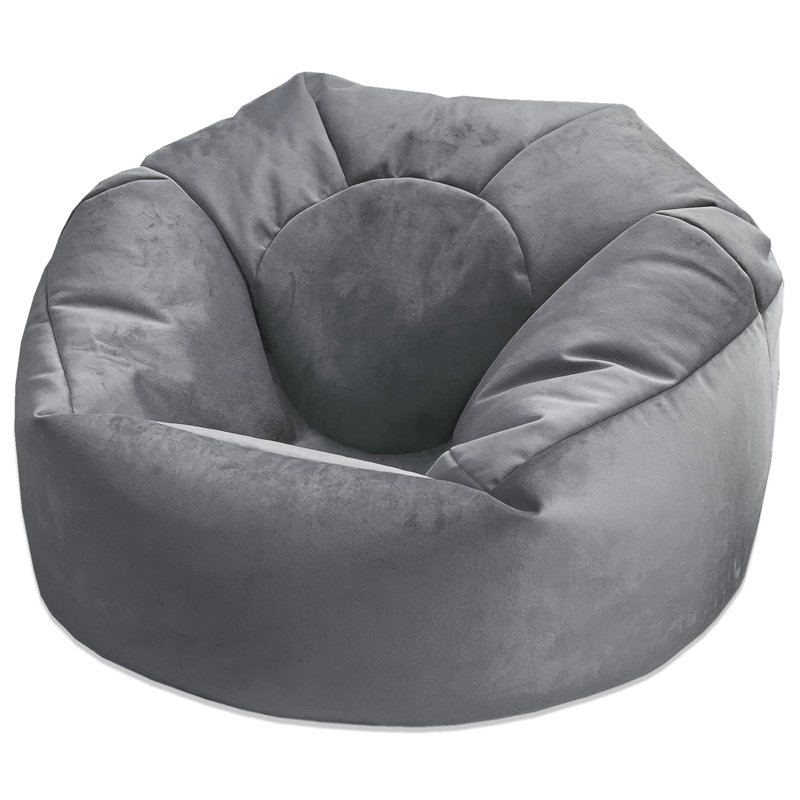 Velvet Refillable Classic Bean Bag, Grey