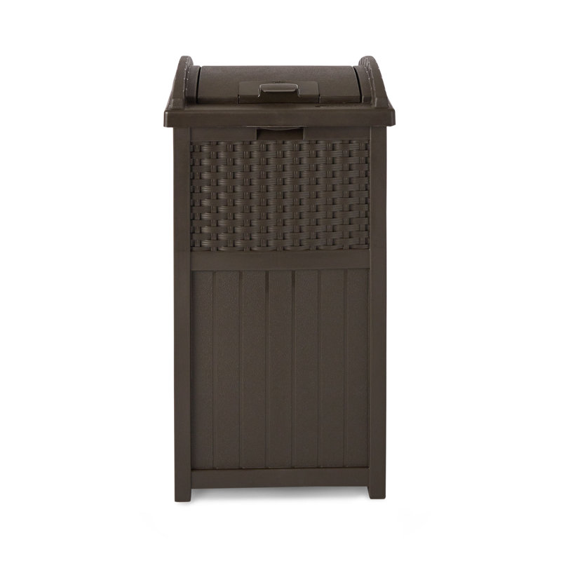 Java Brown 30 Gallon Plastic Outdoor Garbage Can with Lid