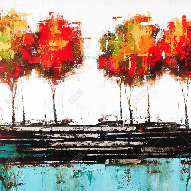 Modern style trees - 26"x26" Throw pillow - Poly twill - Print on demand