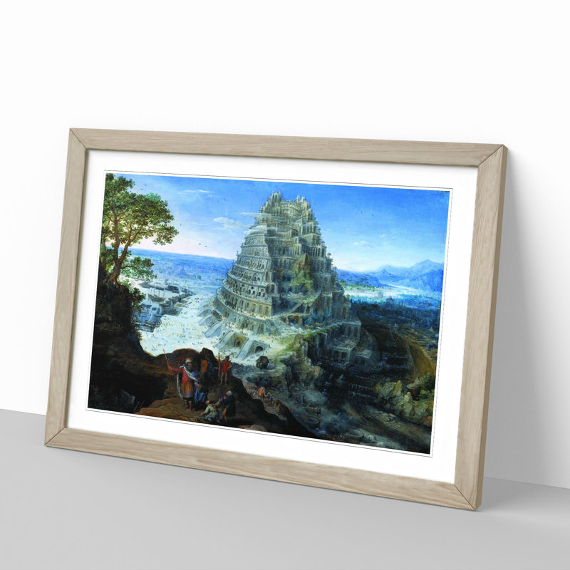 Babel by Pieter Bruegel the Elder - Picture Frame Painting, 48cm H x 65cm W x 2cm D, Oak Framed