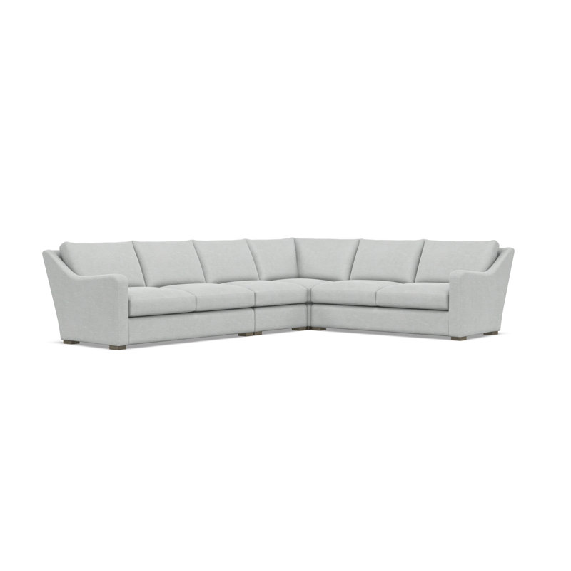 Sectional, Light Gray Polyester Blend, 34.5" H x 137.5" W x 107.5" D, Right Hand Facing