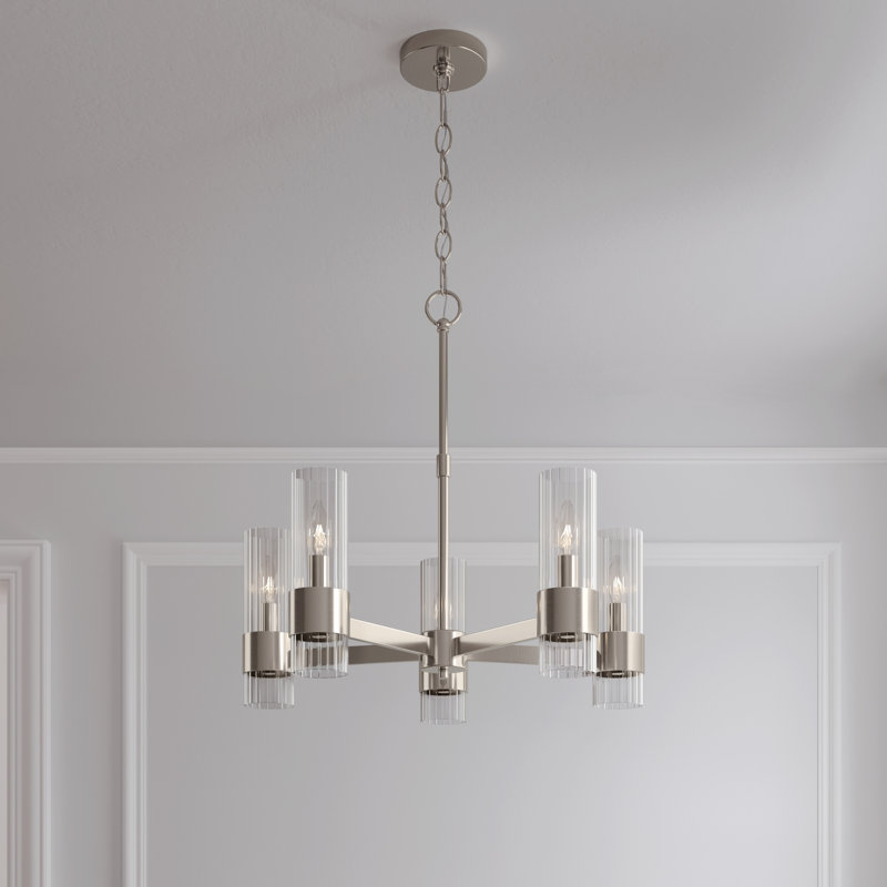 Caberton 5 - Light Steel Dimmable Chandelier