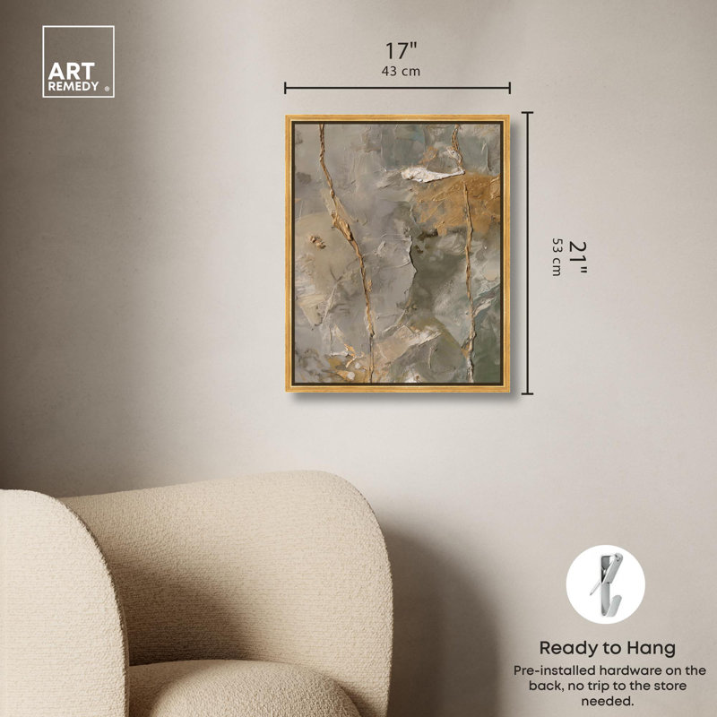 Art textuel abstrait sur toile Gossamer, H 21 po x l 17 po, Cadre doré