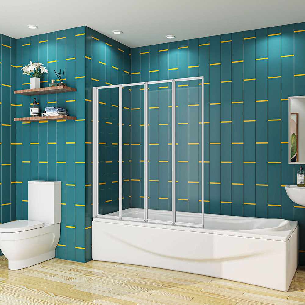 Idalia 1400mm Height 4 Folding Pivot Shower Bath Screen Panel, Framed Color Optional