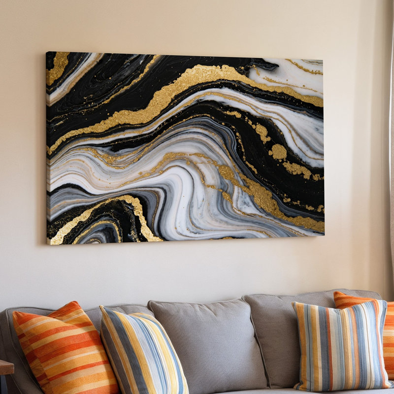 Toile, création d'une composition abstraite avec une texture de marbre fluide avec art mural, H 18 po x l 24 po