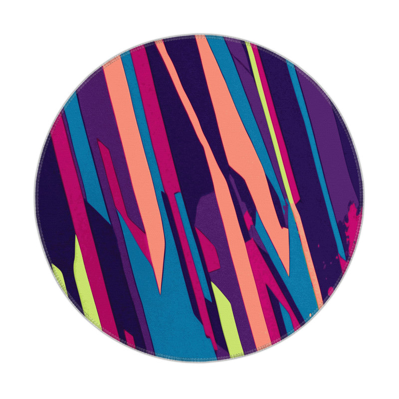 Cyber Glow Indoor And Outdoor Area Rug, Round 5'