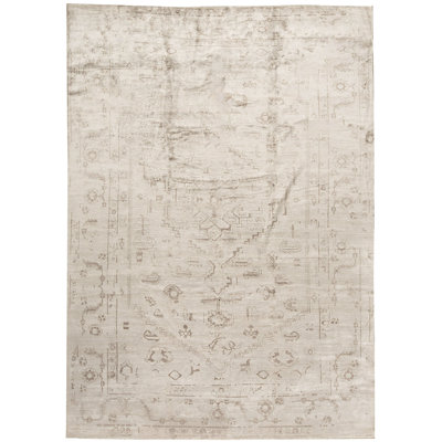 Tapis ivoire et ivoire noué à la main de haute qualité