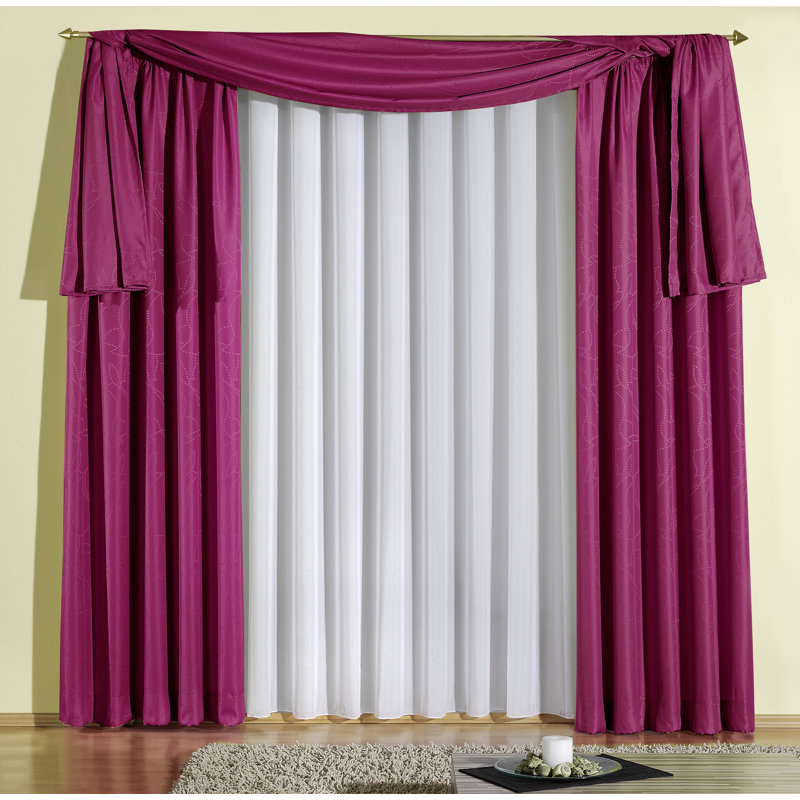 Longoria Room Darkening Window Scarf, 500cm Width x 135cm Drop, Rosa