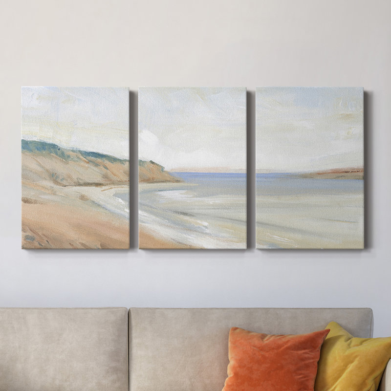 Shoreline Study I - Toile tendue avec châssis de qualité supérieure - Prêt à être accroché, H 60 po x l 120 po x P 1 po
