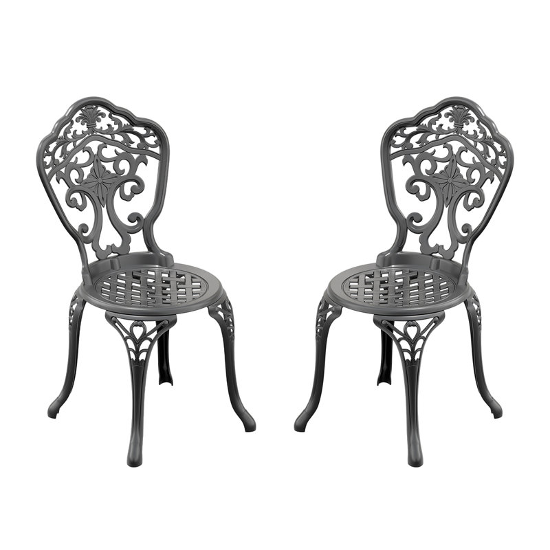 Chaise de patio en fonte d'aluminium 2 pièces avec cadre noir