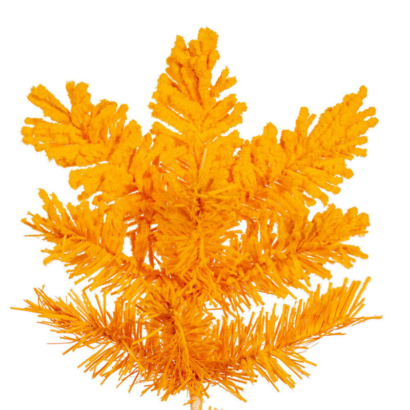 Arbre de Noël artificiel floqué jaune non éclairé avec base en métal, 4.5'