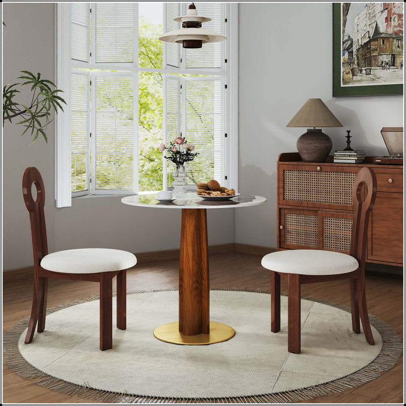 Table de salle à manger 33,5 po, White/Grey, Stone