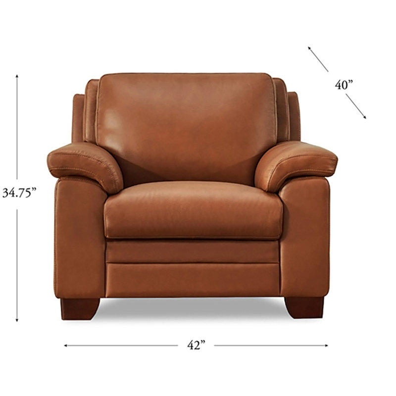 Leather Chair,Accent Chair,Living Room Chair,Reading Chair with wood frame, Saish Brown Genuine Leather