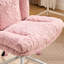 Chaise pivotante en fausse fourrure rose avec siège de 26,4 pouces, inclinaison réglable, coussin double, pour bureau et garde-robe