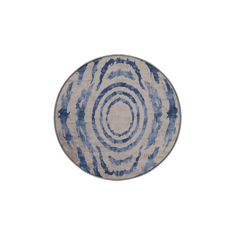 Tapis gris soyeux et moelleux, Rond 3 pi