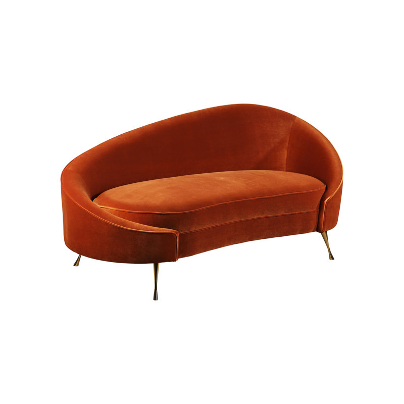 Chaise longue rembourrée Nikita, Velours performance Ember