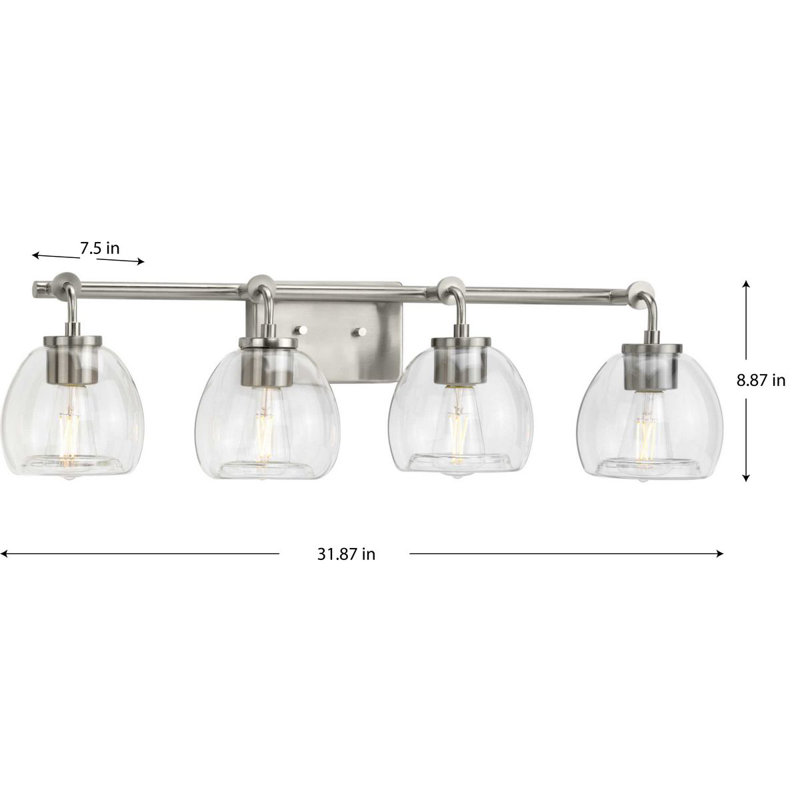 Hasler 4 - Light Dimmable Vanity Light, Brushed Nickel