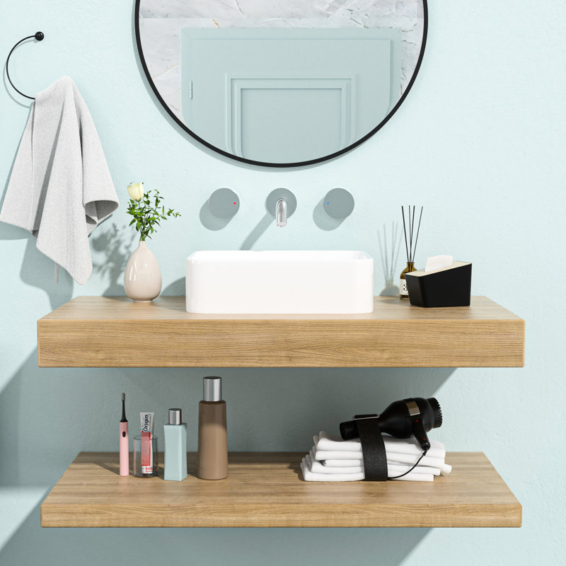 Lavabo de salle de bain rectangulaire en céramique 19 po x 15 po - élégant et gracieux avec une faible résistance à l'absorption d'eau - blanc, tendance contemporaine, facile d'entretien