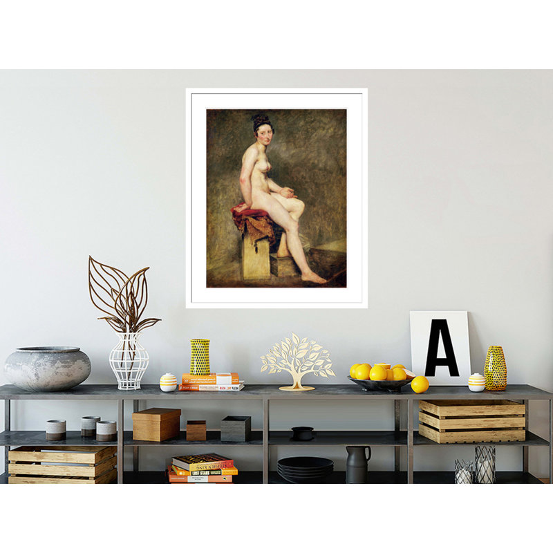 Seated Nude Mademoiselle Rose by Eugène Delacroix -Framed Giclee Print, 40.6" H x 33.5" W
