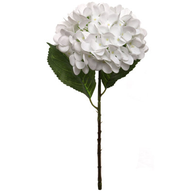 17.75'' Artificial Hydrangea Stem – 8'' White Faux Bloom