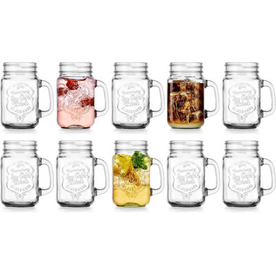 Set of 10 Ice Cold 16oz Retroware Glass Mugs