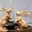 Figurine de lapin en résine dorée 3 pièces, petite décoration de Pâques, décorations pour table ou tablette