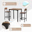 Ensemble de table de bar industrielle 3 pièces, table de salle à manger haute de 93 cm avec 2 tabourets avec dossier, table carrée gain de place pour coin repas avec pieds en métal et repose-pieds-664067313