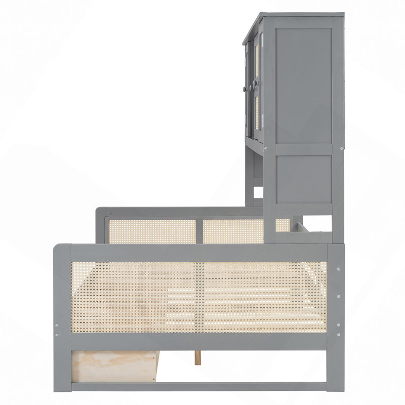 Wooden Daybed With 2 Drawers, And All-In-One Cabinet And Shelf, Gray, Full/Double