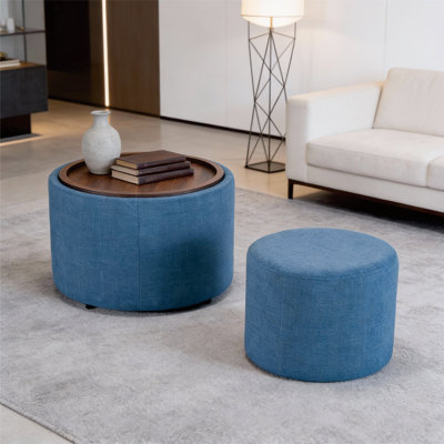Upholstered Storage Ottoman Set Of 2