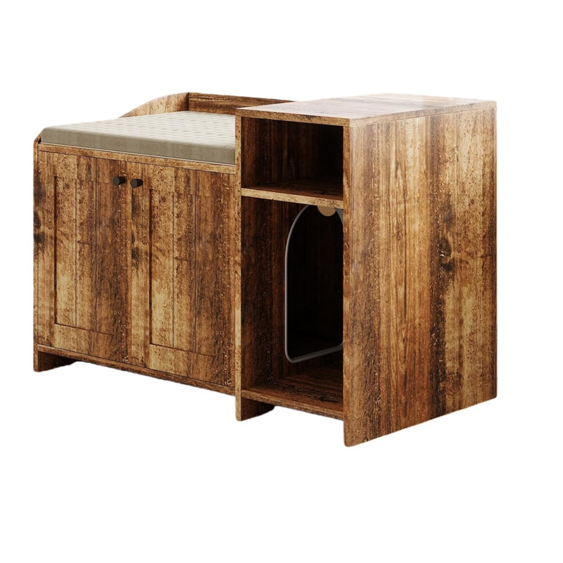 Armoire-lit en bois moderne pour chat avec bac à litière