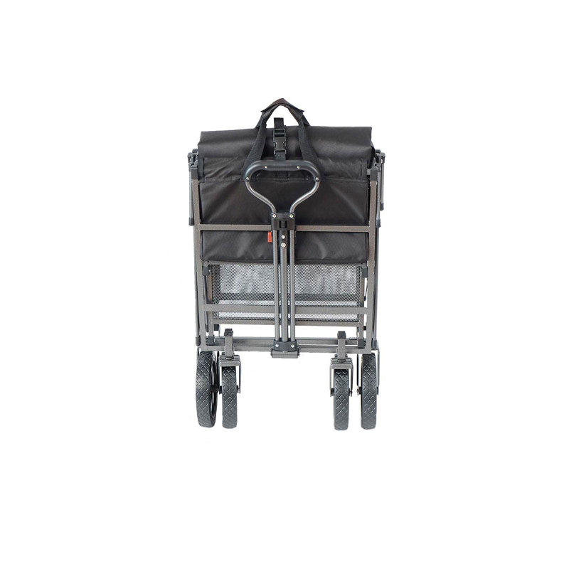 Mac Sports Double Decker Collapsible Outdoor Cart Utility Garden Wagon Food & Drink Server, Black