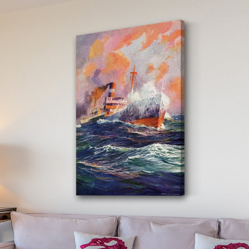 « steam bateau », reproduction d’art sur toile tendue, H 60 po x l 40 po