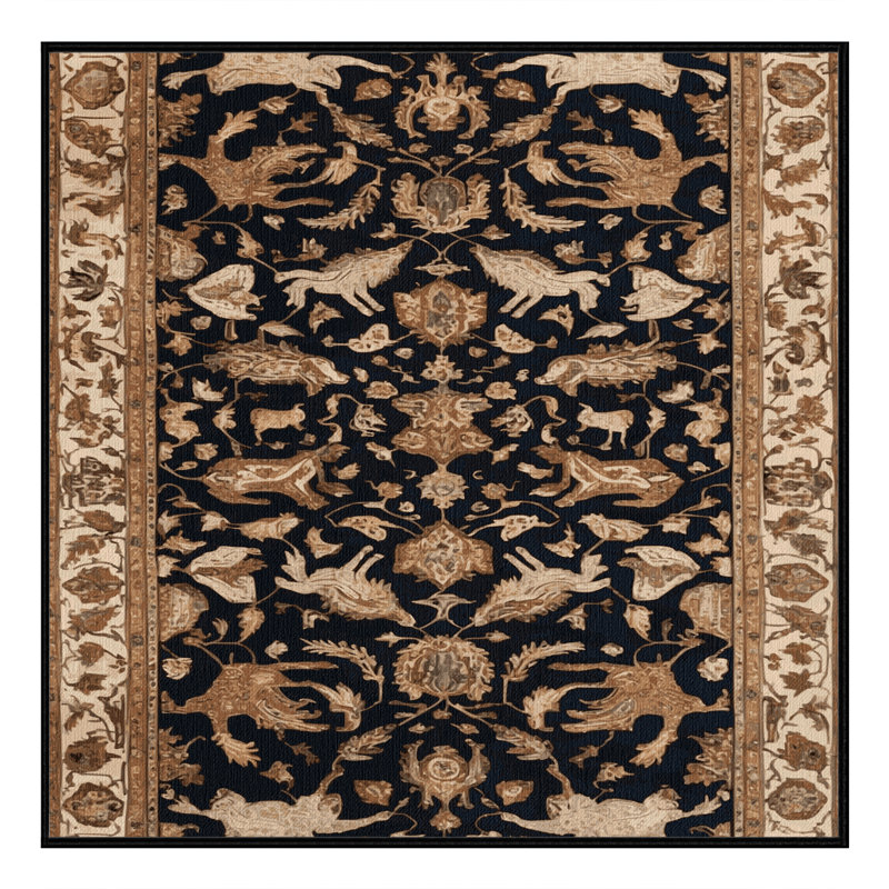 Machine Washable Persian Brown Area Rug, Square 4'