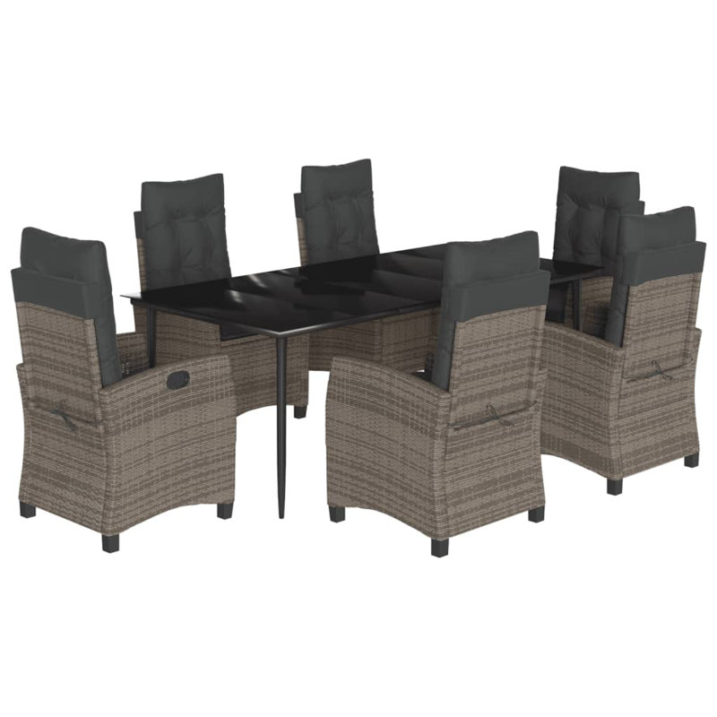 Ensemble repas de patio 5 pièces avec coussins en polyester Latitude Run®, Gris foncé / Gris, 6