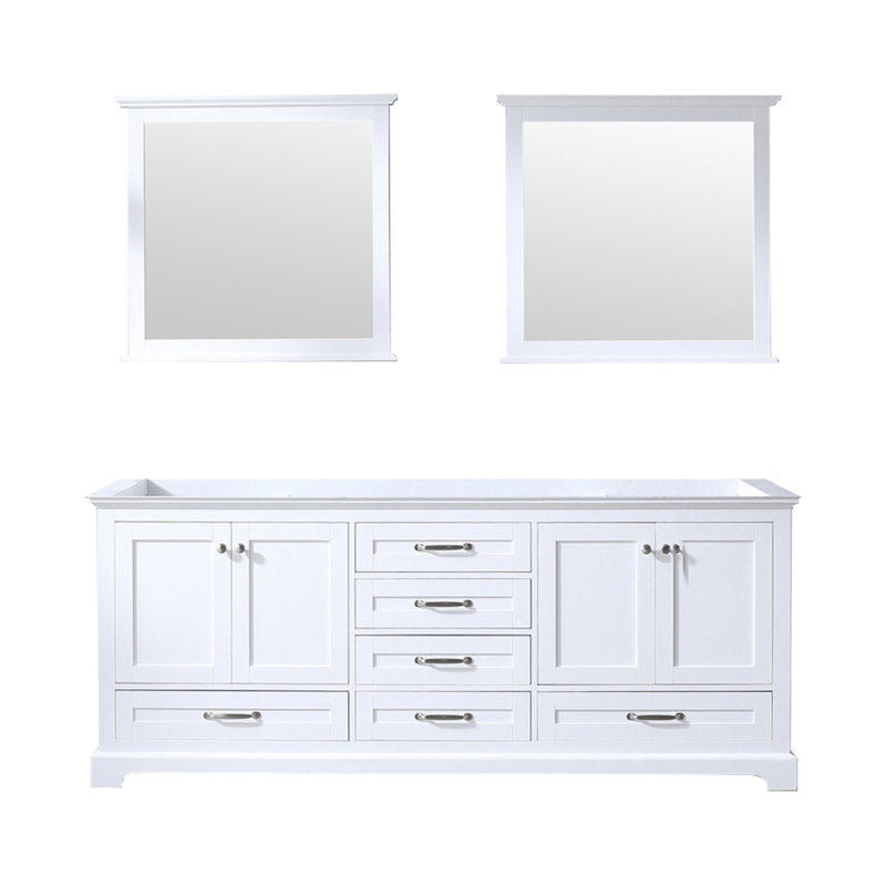 White Double Bath Vanity 80 In. W X 22 In. D, And 30 In. Mirrors, White