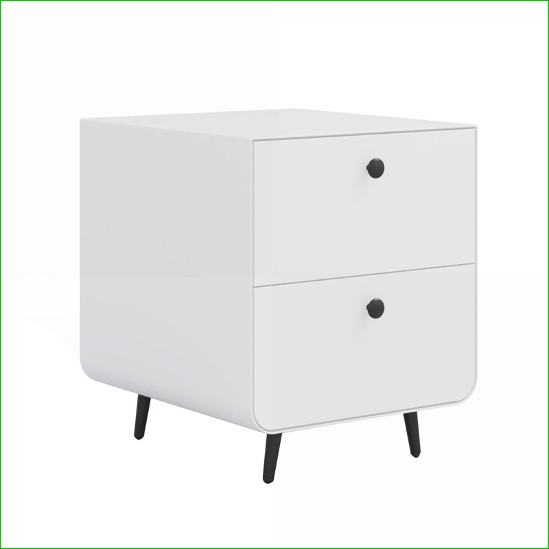 Modern Steel Nightstand with 3 Drawers – Bedroom Storage, Easy Assembly