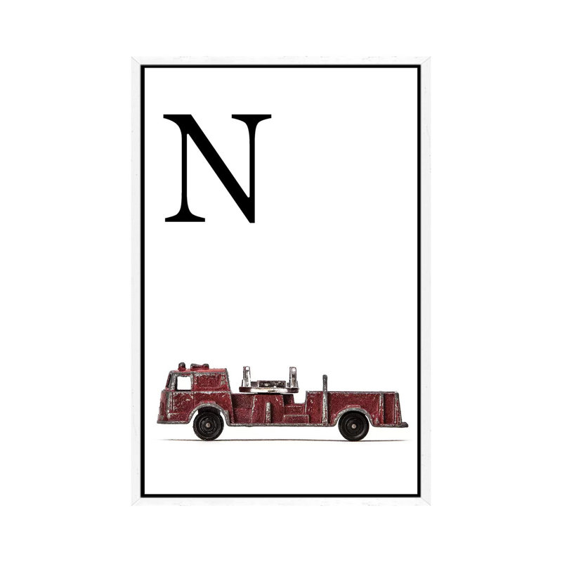 N Fire Engine Letter - Print on Canvas, White Framed, 66.04 cm H x 45.72 cm W