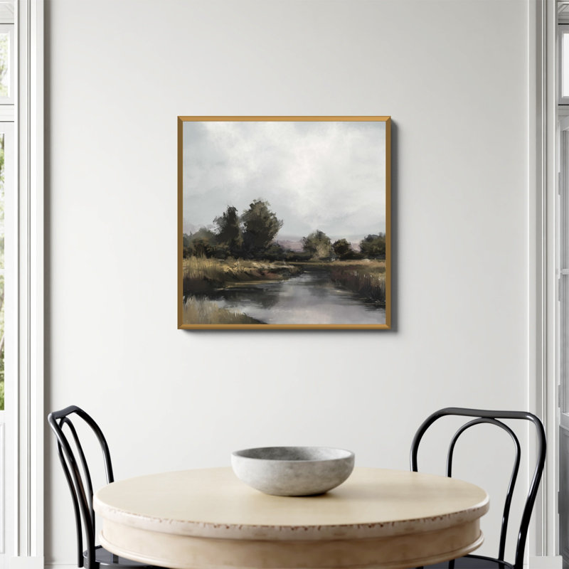 Spring River Print by Dan Hobday, No, 30" H x 30" W, Gold Single Picture Framed Paper