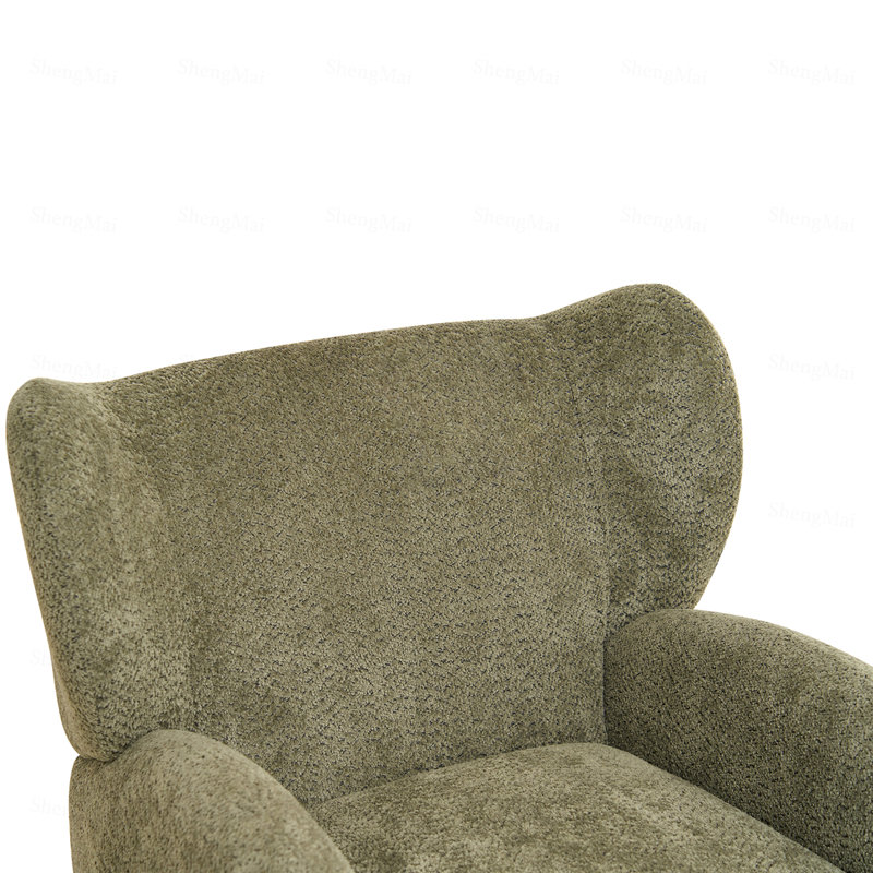 Chaise nordique, chaise multifonctionnelle en tissu chenille, canapé décoratif, dossier incurvé, salle d'étude de salon, vert olive