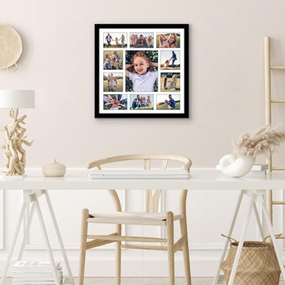 20x20 Black Square Gallery Collage Frame - Multi‑Size Mat Photo Display