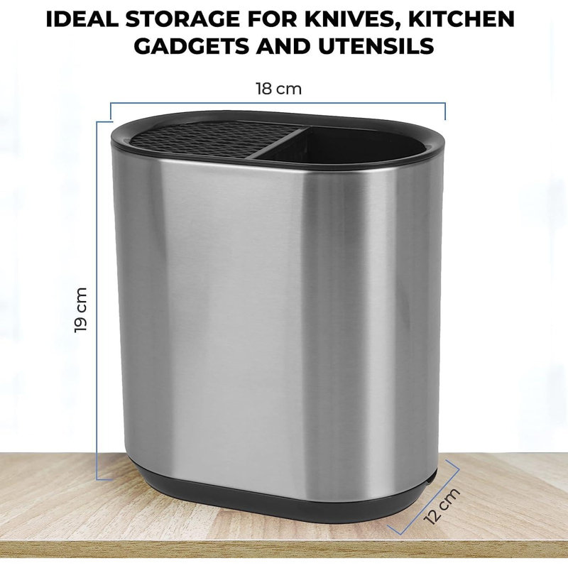 MantraRaj Kitchen Utensil Holder & Knife Block Stainless Steel Cutlery Holder & Organiser Storage