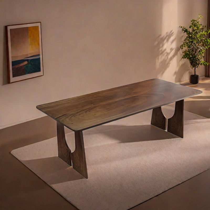 Walnut Solid Wood Dining Table, 35.43" W x 86.61" L
