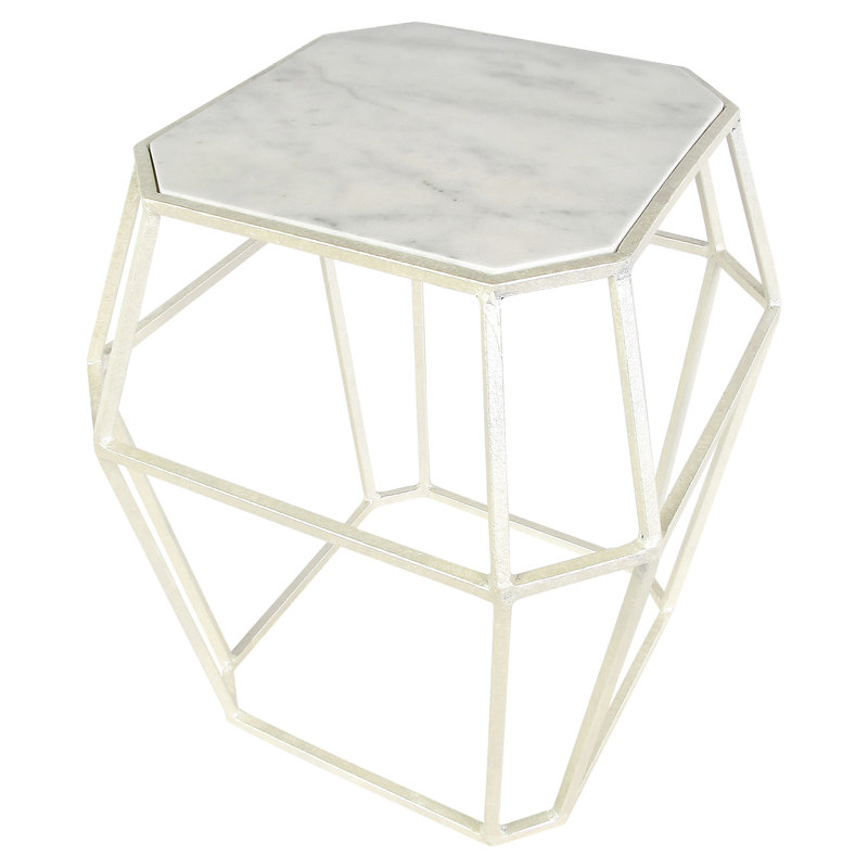 Table de bout Paris Frame, Marbre de Carrare, Blanc huître