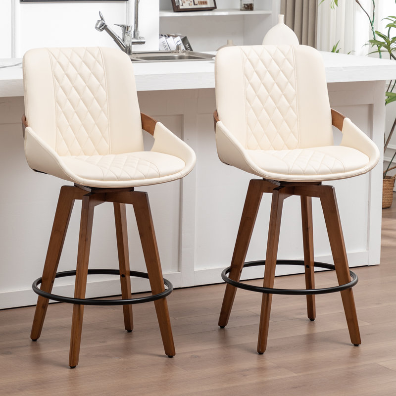 Modern Swivel Bar Stool, Beige, Bar Stool (77.1cm Seat Height)