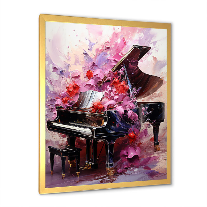 Art floral classique piano classique, Encadrement doré, H 32 po x l 16 po x P 1 po